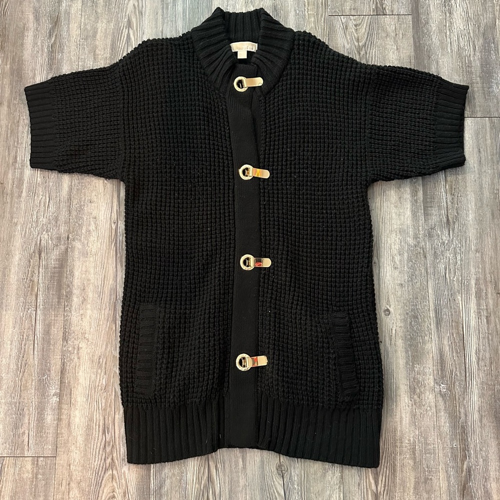 Michael Kors Black Cardigan with Gold Toggle